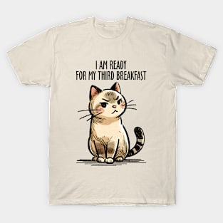 I'm Ready For My Third Breakfast Funny Cat T-Shirt